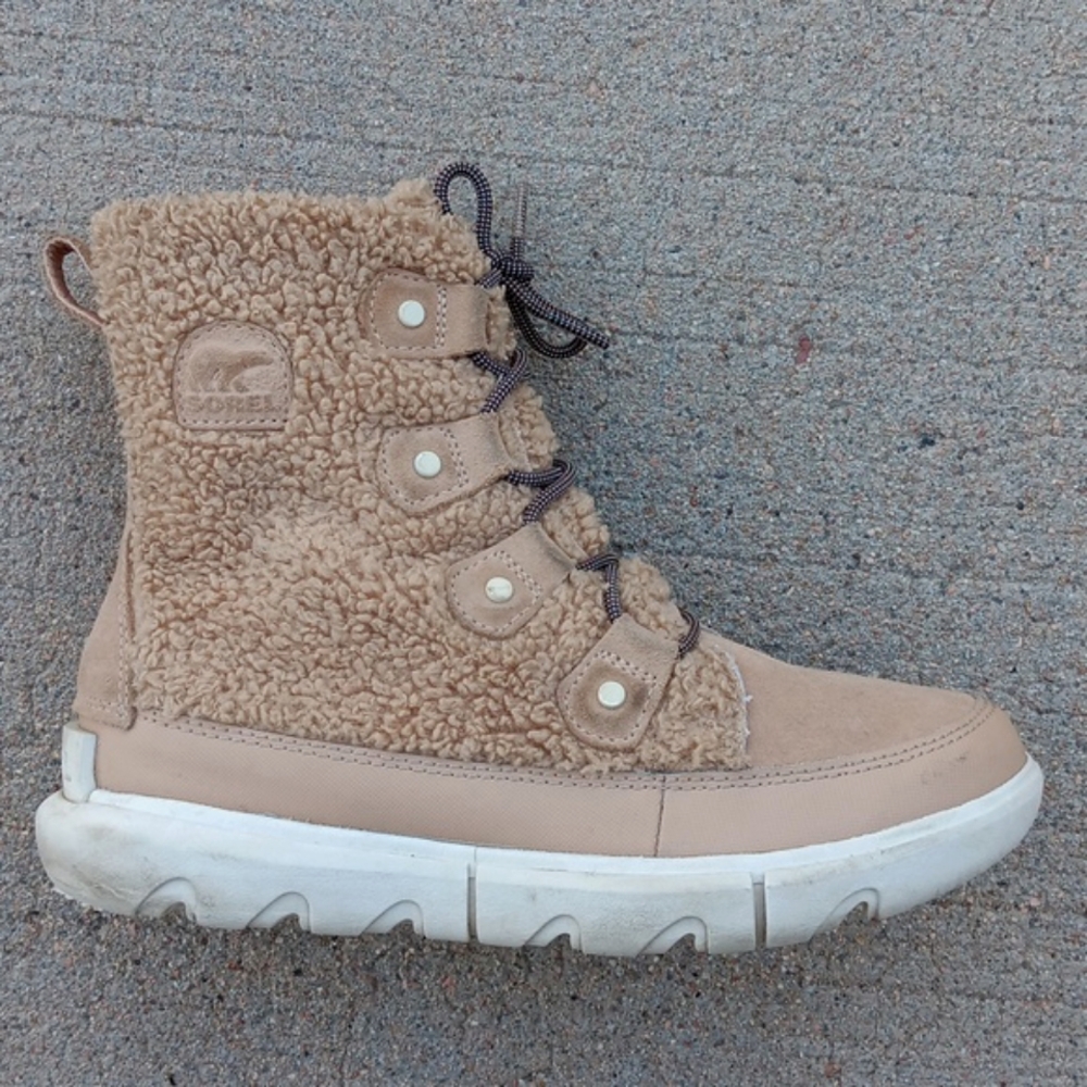 Sorel Explorer Joan II Cozy Fuzzy Lace Up Boots Womens - Picture 2 of 9